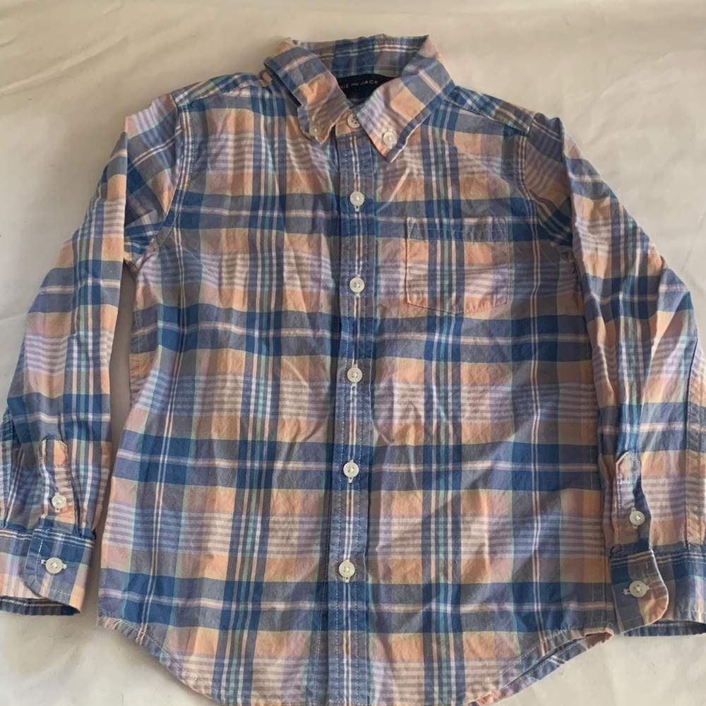Janie and Jack Blue and Pink Plaid Button Down Shirt